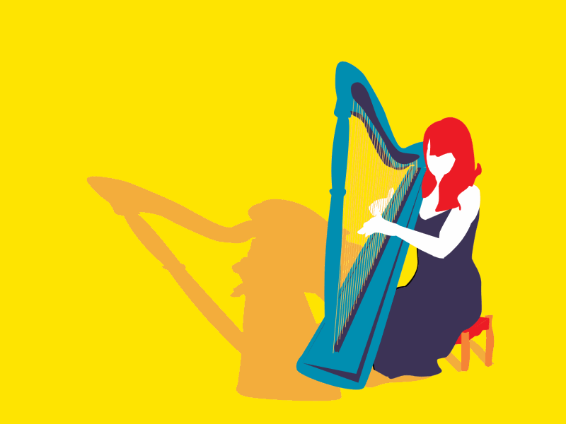 Music was better back then animation calm flat harps illustration music play relax vector