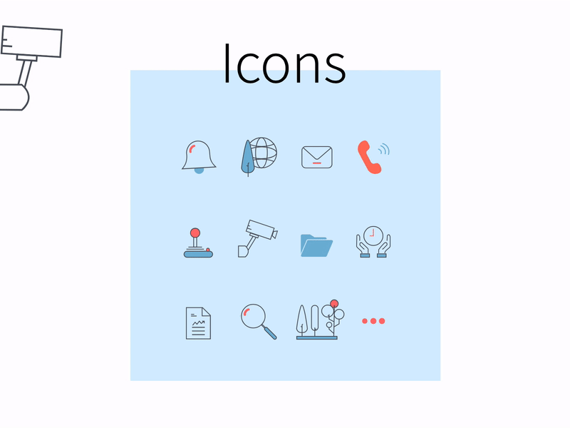 Iconography 2d animation app design flat icon illustration vector