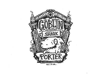 Day 3: Goblin Shark Porter character craft design illustration ink label lettering