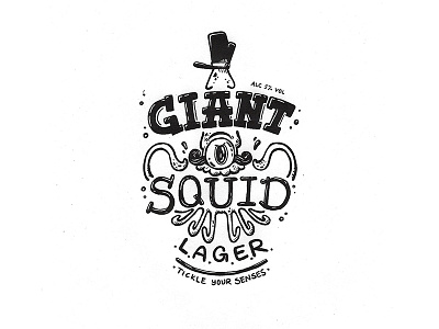 Day 4: Giant Squid Lager character craft design illustration ink label lettering