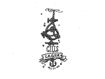 Day 8: 6 Gills Lager craft design illustration ink label lettering logo numeral
