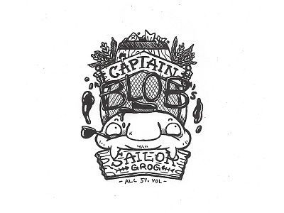 Day 14: Captain Blob's Sailor Grog character craft design illustration ink label lettering logo