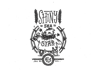 Day 15: Shiny Sea Star Ale character craft design illustration ink label lettering logo