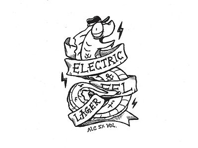 Day 16: Electric Eel Lager character craft design illustration ink label lettering logo