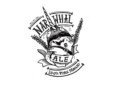 Day 17 - Narwhal Ale character craft design illustration ink label lettering logo