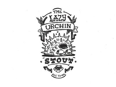 Day 18 - The Lazy Urchin Stout character craft design illustration ink label lettering logo