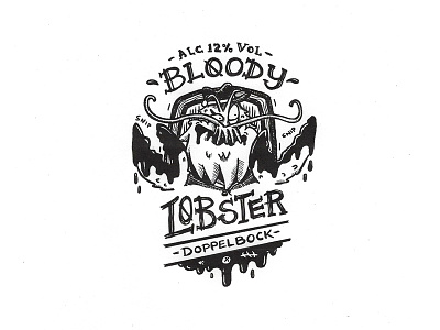 Day 19 - Bloody Lobster Doppelbock character craft design illustration ink label lettering logo