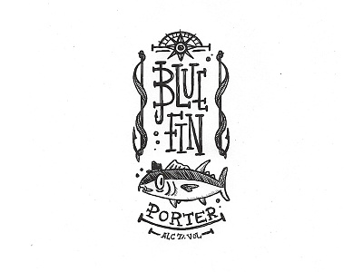 Day 24 - Blue Fin Porter character craft design illustration ink label lettering logo