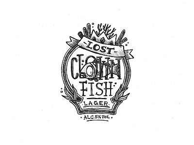 Day 25 - Lost Clownfish Lager character craft design illustration ink label lettering logo