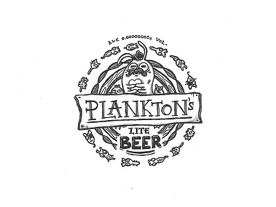 Day 28 - Plankton's Lite Beer character craft design illustration ink label lettering logo