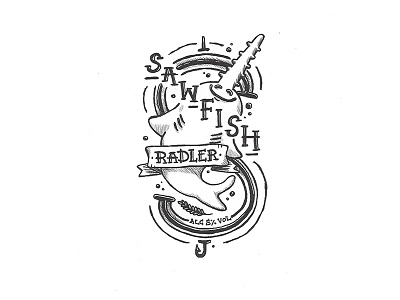 Day 29 - Sawfish Radler character craft design illustration ink label lettering logo