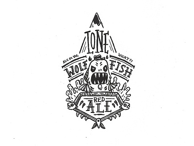 Day 33 - Lone Wolffish Ale character craft design illustration ink label lettering logo