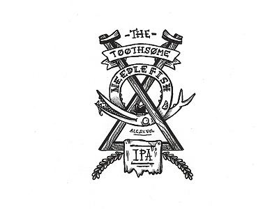 Day 37 - The Toothsome Needlefish IPA character craft design illustration ink label lettering logo