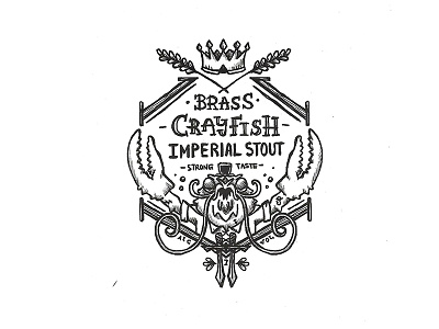 Day 42 - Brass Crayfish Imperial Stout character craft design illustration ink label lettering logo