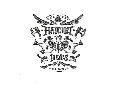 Day 43 - Hatchet Fish Hops character craft design illustration ink label lettering logo
