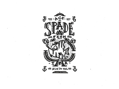 Day 44 - Ace of SpadeFish IPA character craft design illustration ink label lettering logo