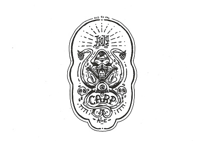 Day 46 - Holy Carp Ale character craft design illustration ink label lettering logo