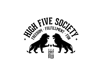 High Five Society freedom fulfillment fun graphic design high five lions logo design society