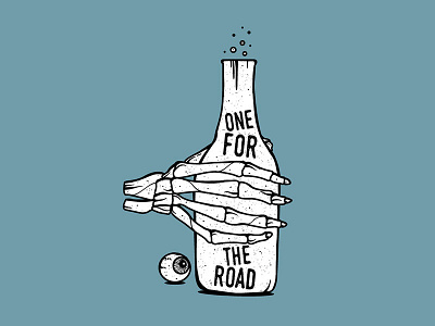 One For The Road drink eye hand on for the road skeleton sticker trash