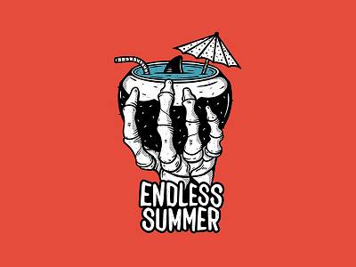 Endless Summer drawing endlesssummer graphicdesign illustration shark skeleton sticker vectorart