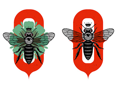 Queen of all drones bee drones eye halftone illustration queen