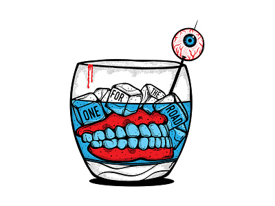 ONE FOR THE ROAD blood drawing drink eye graphicdesign illustration jaw onefortheroad sticker vectorart