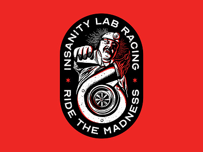 Insanity Lab Racing apparel design automotive custom race car drawing graphicdesign illustration insanity lab mad scientist madness race racing ride t shirt tuning turbocharger vectorart vehicles
