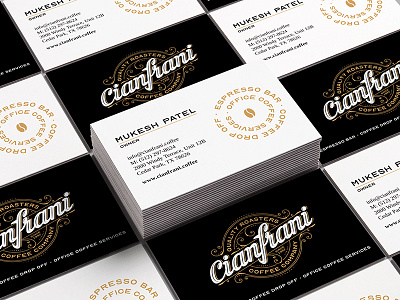 Cianfrani business card blackandwhite branding business card coffee coffee bean coffee drop off coffee service coffee shop espresso bar logo mockup roasters