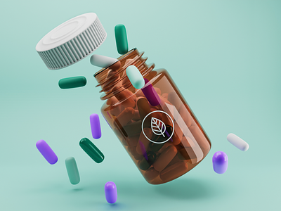 Natural medicine 3D render