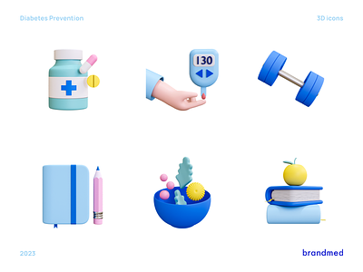 3D diabetes icons