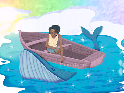 Hari's Magical Journey art blue book character character design children childrens book drawing dream fantasy illustration magic ocean poc rainbow sea sparkles whale