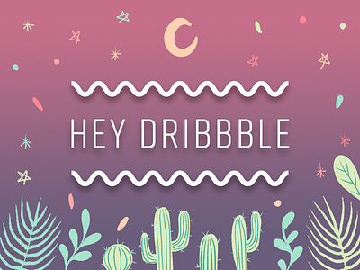Hey Dribbble! cactus debut dribbble hello illustration