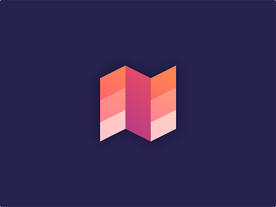 Map + Layers clean futuristic geometry gradient icon layers logo map