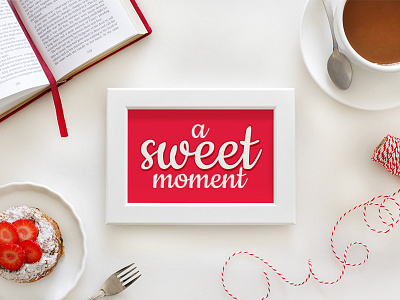 A sweet moment background coffee download empty frame mock up mockup psd smart object strawberries cake sweet your design here
