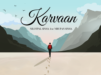 Karvaan - Song Cover Art art artwork breeze cover cover art cover design design flat hills himalayas hindi illustration illustrator india song songs vector