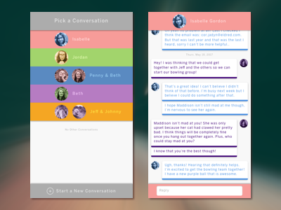 Daily UI Challenge #013 chatting color coded daily ui challenge daily ui challenge 013 direct messaging group conversations messenger