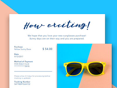 Daily UI Challenge #017 daily ui challenge daily ui challenge 017 ecommerce email email receipt exciting merchandise receipt sunglasses