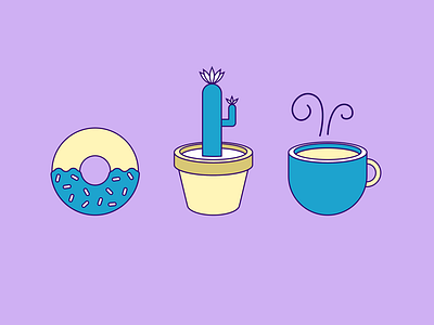 Donut Coffee Cactus cactus coffee delicious donut flower food icons illustration sprinkles yummy