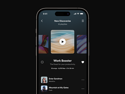 Music App: Playlists 🎵 ambient light app application clean concept design digital figma interface ios iphone minimal minimalist mobile music play playlist spotify ui ux