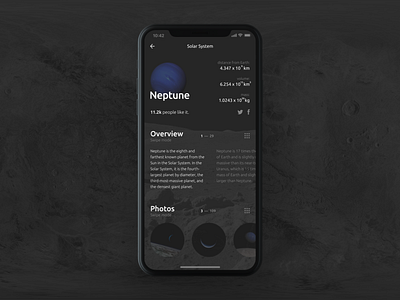 Solar System - Neptune app apple clean grey interface ios iphone minimal mobile trending ui ux