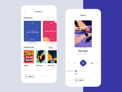 AudioBooks 📚 app clean design interface layout minimal mobile simple ui ux web website
