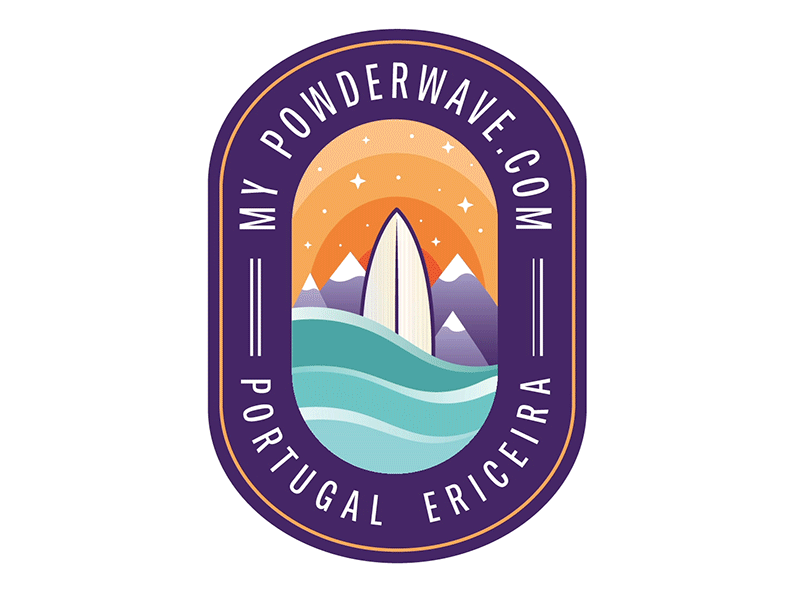 Badge MyPowderWave.com badge colourful logo mountains mypowderwave ocean playful sea sticker surf