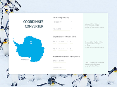 Daily UI - #004 Calculator calculator converter coordinate daily ui map south pole