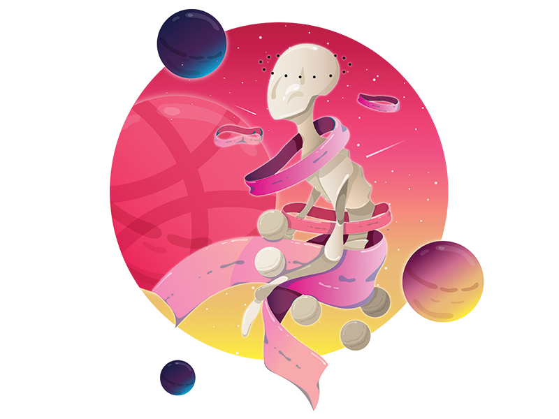 Boboshka star alien gamedesign game character colorful planets universe blue illustration art