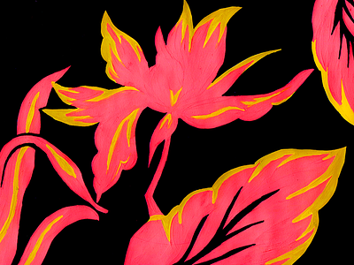 Floral paintbrush drawing floral fluo illustration organic paint rgb