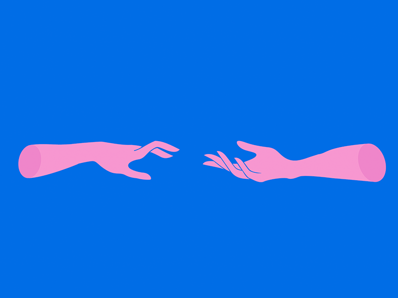 Hand Shake blue hands hi illustration pink saludo shaking vector