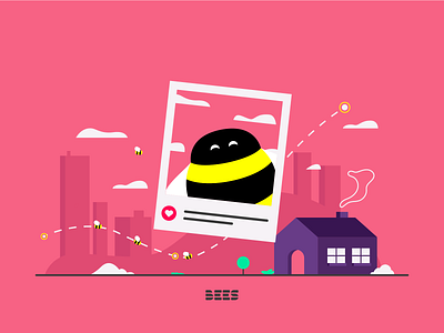 Bees Social Media bee bees city growth illustration