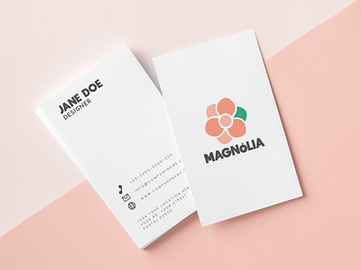 Magnolia business card brand branding business card feminine logo illustration logo logo design logotype minimal mockup visual id