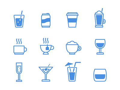 Bold Icons beverages blue bold icons outline pack