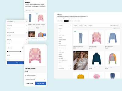 Primark - Product Listing, Product Detail & Filters categories clothing detail fashion filters pdp plp product ui ux